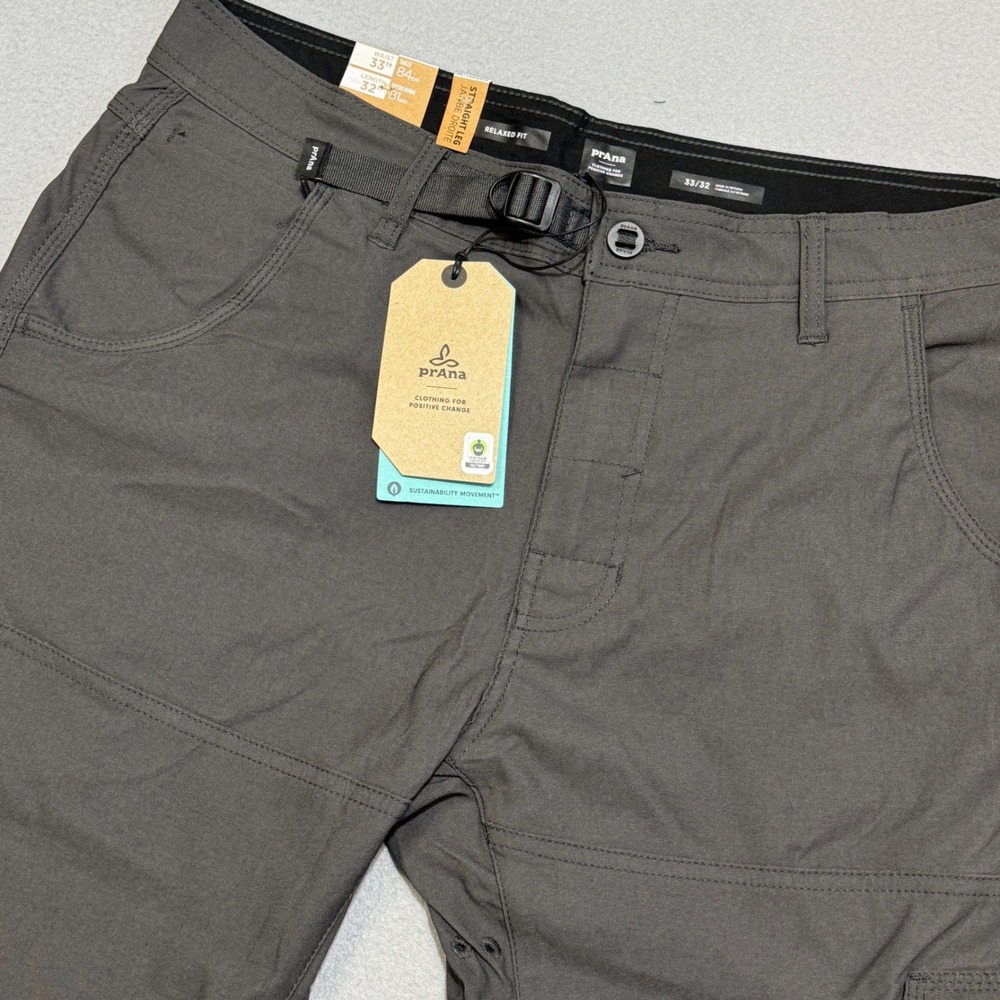 PRANA Stretch Zion Pant II Mens 33x32 Relaxed Dark Iron Grey Hiking ReZion NWT